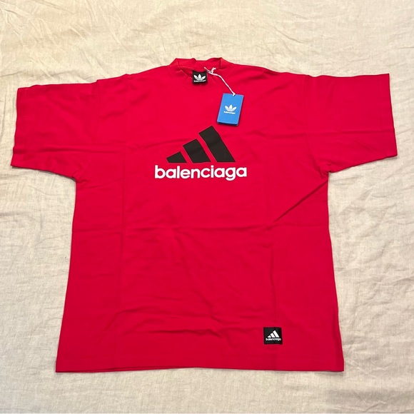 RARE Balenciaga X Adidas Oversize Embroidered Logo T-Shirt - Picture 1 of 10